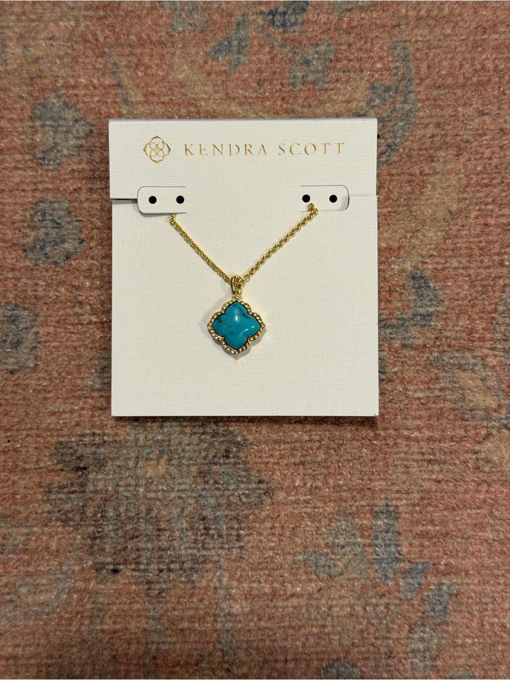 Brand New Kendra Scott Mallory Pendant Necklace Gold Variegated Turquoise - Picture 4 of 5